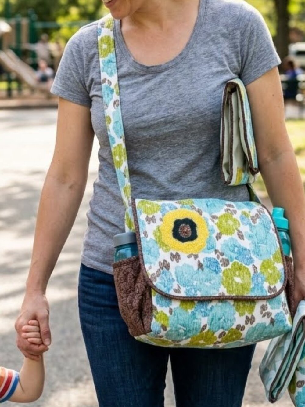 Handmade Baby Diaper Changing Bag Big Tote Adjustable Padded Shoulder Strap